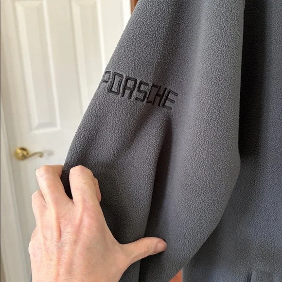 *Unisex Porsche Gray & Black Zippered Fleece Jacket Coat Sporty Cars Speed - Picture 10 of 15